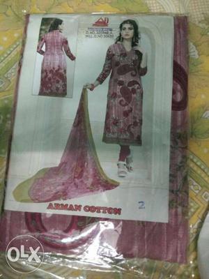 Women's Pink And Red Paisley Traditional Dress With Pack