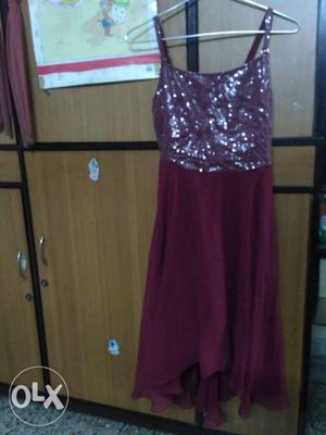 Women's Purple And Black Spaghetti Strap Dress