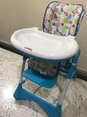 Baby's White And Blue Highchair