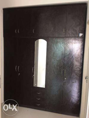 Black FIVE door wardrobe with overloft