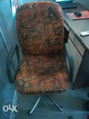 Brown And Gray Floral Padded Armchair