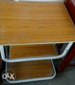 Brown wooden iron tv table