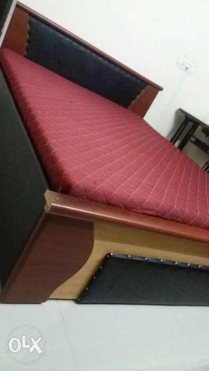 Leather Double Bed Like New with Storage and Good