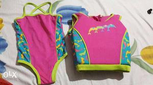 Swim suit + vest float (with SPF 50) for 5 yr old girl