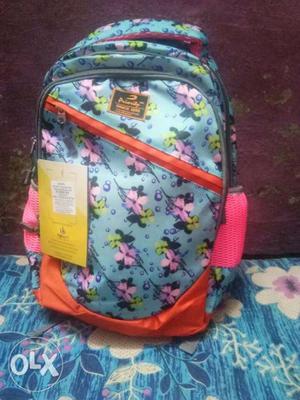 Teal, Green, And Pink Floral Backpack