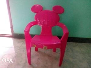 Toddler's Pink And Green Plastic Chair