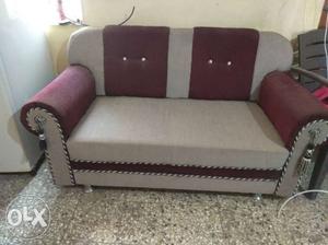 White And Purple Fabric Sofa