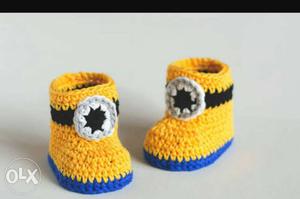 Yellow And Blue Knitted Shoes