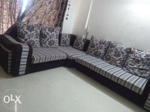 3 piece sofa in bright and brown color with 2