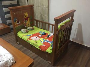 Baby Cot to Kids Bed - Solid Wood With Mattress