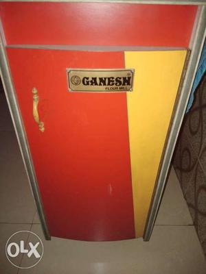 Red And Yellow Ganesh Single-door Cabinet