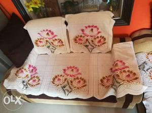 White And Pink Floral Loveseat
