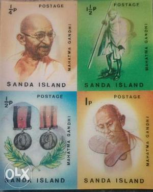2D stamp of Mahatma Gandhi of sanda island. Call