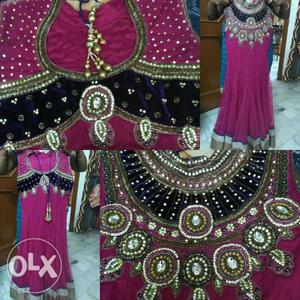 Anarkali suit with beautiful neck of front and