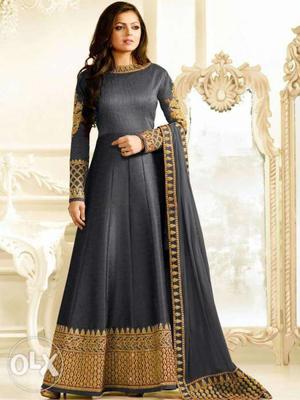 Black And Brown Sari Dress