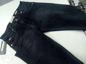 Black Denim Straight-cut Jeans