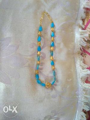 Blue And Brown Beaded Necklace