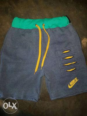 Blue And Yellow Nike Drawstring Shorts
