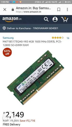 Ddr3 2gb samsung laptop ram