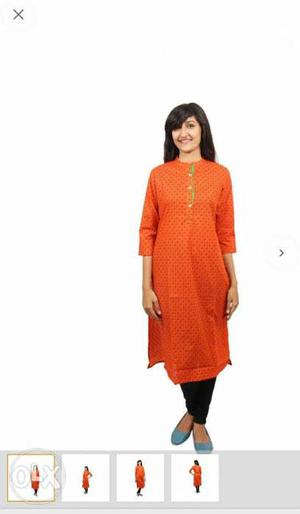 Gaurii Enterprises Orange Printed Cotton casual