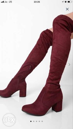 Long maroon boots
