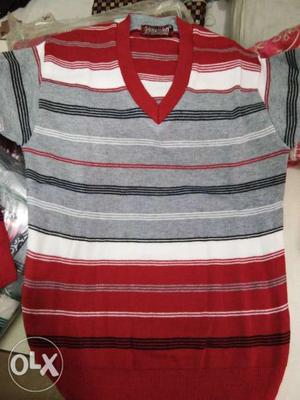 Multicolored Striped V-neck Long-sleeved Shirt