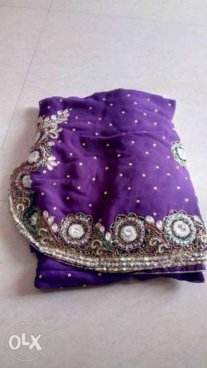 Purple And Grey Floral Traditional Indian Dress