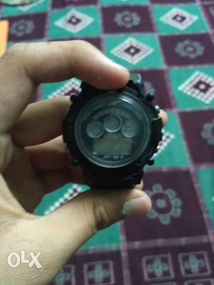 Round Black Digital Watch With Black Strap with perfect