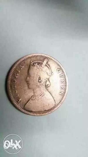 Round Silver-colored Queen Victoria Coin