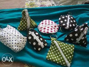 Small key chain pouches made of cotton fabric, in