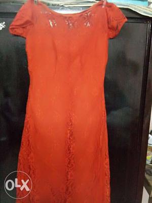 Tangy orange evening gown dress