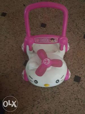 Toddler's White And Pink Hello Kitty Ride-on Toy