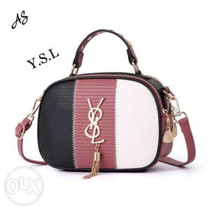 Women's Black, Pink, And White Yves Saint Lauren 2-way Bag