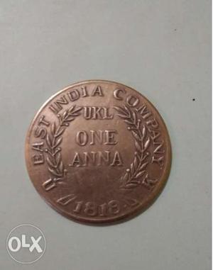 200 year old antique Coin -One Anna - East India Company