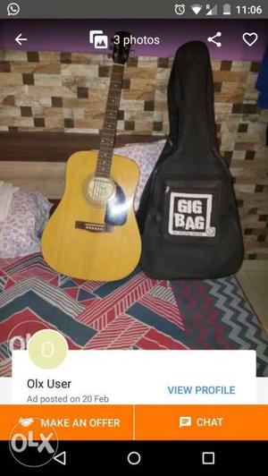 Brown Dreadnought Acoustic Guitar With Bag Screenshot