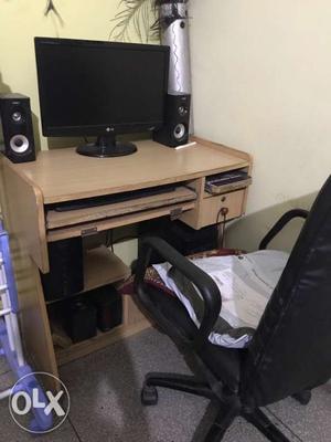 Computer with table and chair