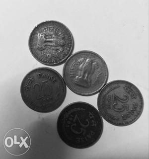 Five Round Silver-colored Coin Collections