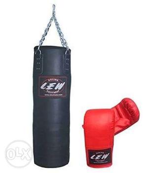 Leather Punching Bag 30kg and gloves (New- Rs )