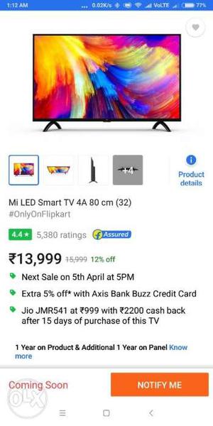 Mi 32 inches smart led tv new sealed piece