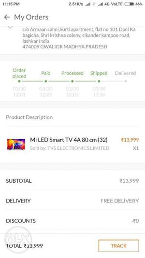 Mi LED Smart Television 32 inch sealed pack with mi bill and