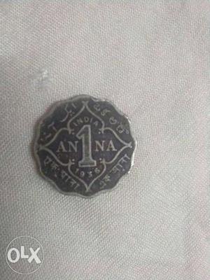 One anna old coin year 