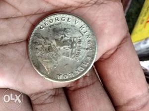 Round Silver-colored George V King Coin