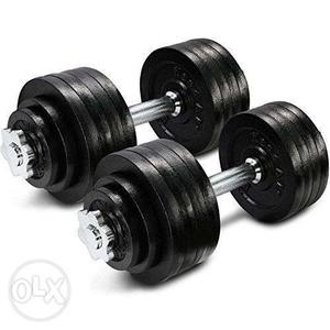 Two Black-and-gray Adjustable Dumbbells