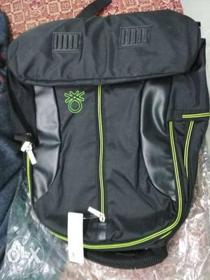 Black And Green United Color Of Benetton Backpack