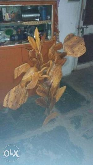 Brown Wooden Plant Sculpture