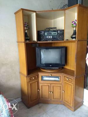 Brown Wooden TV Corner With Excellent Condition