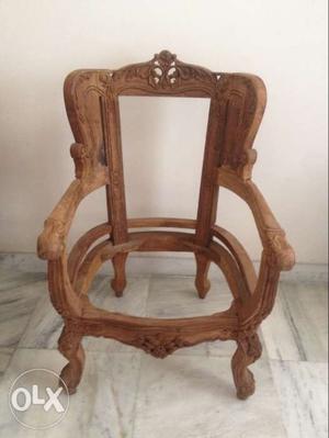 Carved Teak frames of 2 chairs. 1 chair is for