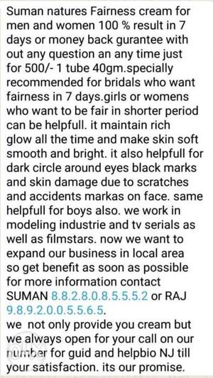 Fairness ayurvedic cream just 500/- for ladies n