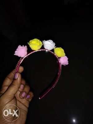 Girl's Yellow, Green, And Pink Floral Headband