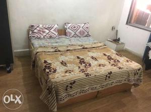 Queen Size bed with mattress and two storage